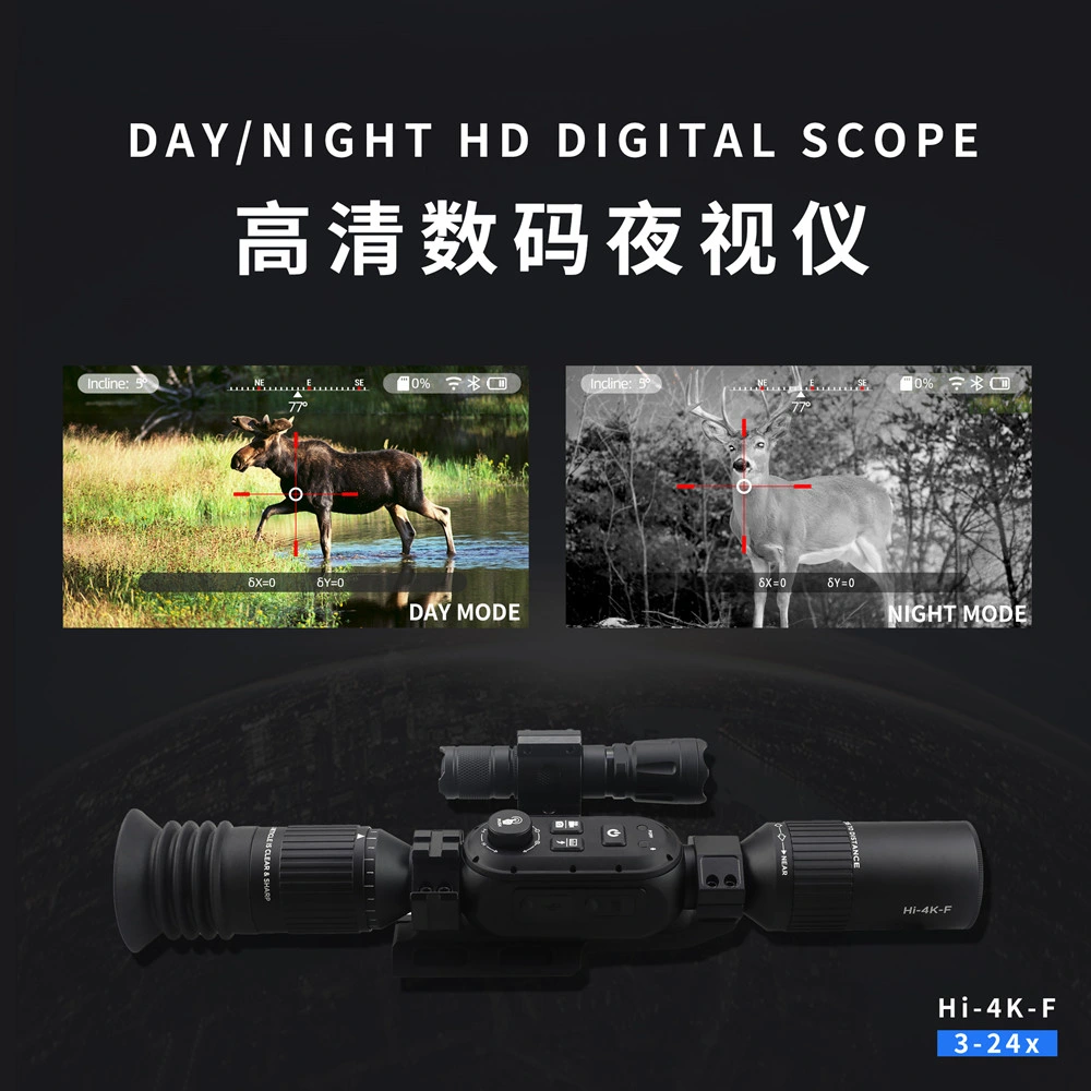 3-24X Sony 4K Digital Night Vision Scope WiFi Ios & Android with 10W 850nm Infrared Flashlight